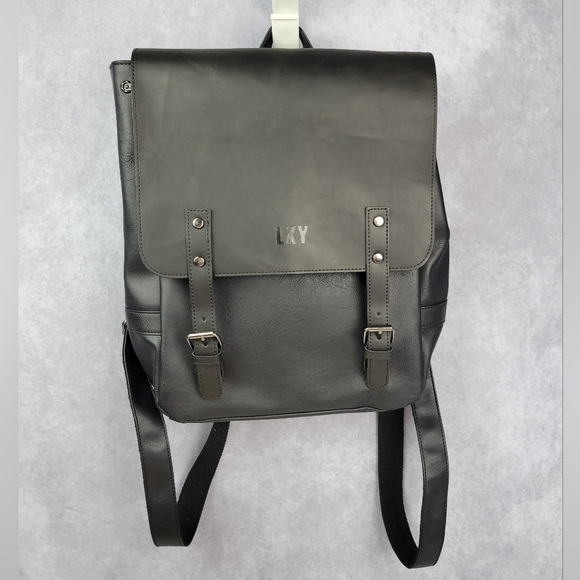 LXY Vegan Leather Backpack Vintage Black LAPTOP - Picture 9 of 16